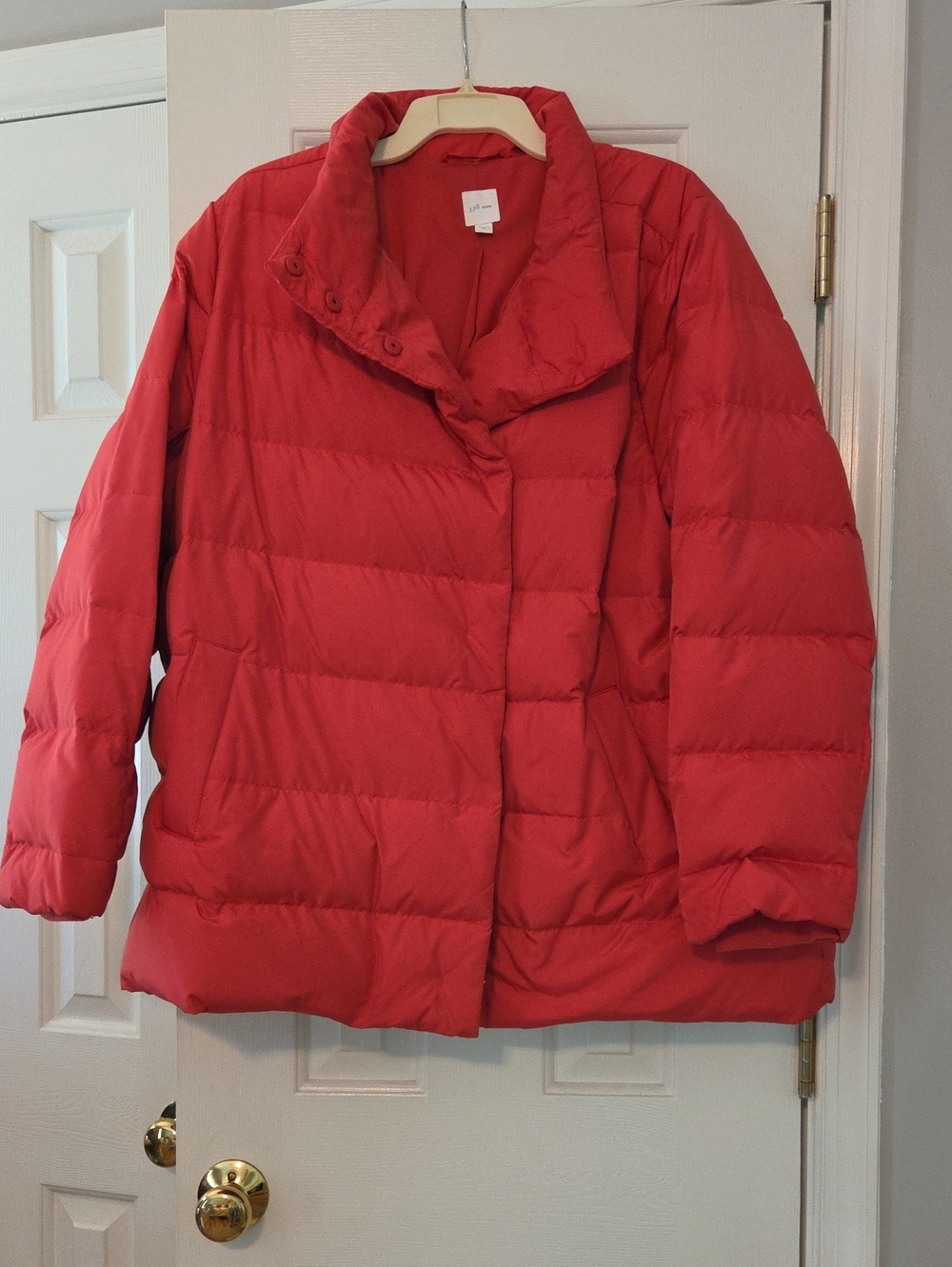 J. Jill Women’s Coral Puffer Jacket – Lightweight Quilted Coat W/Infinite Scarf